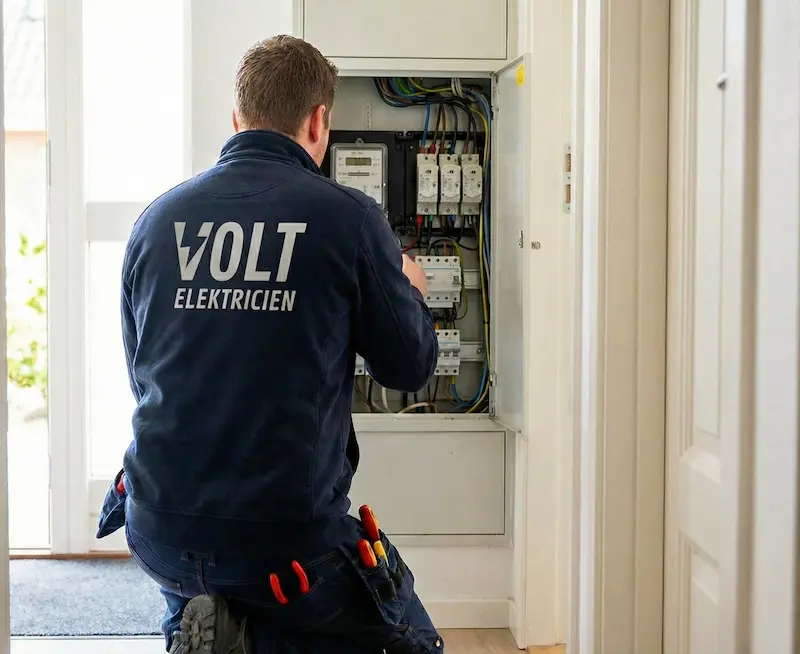Gecertificeerde Volt Elektricien monteur werkt vakkundig aan een moderne groepenkast